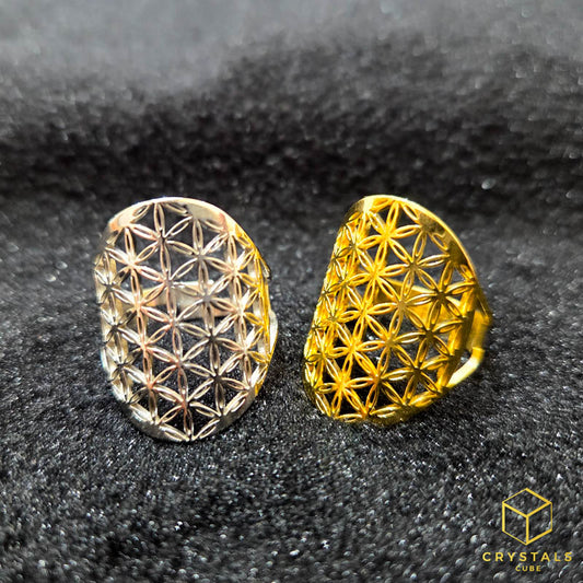 Flower of Life Stainless Steel Adjustable Ring