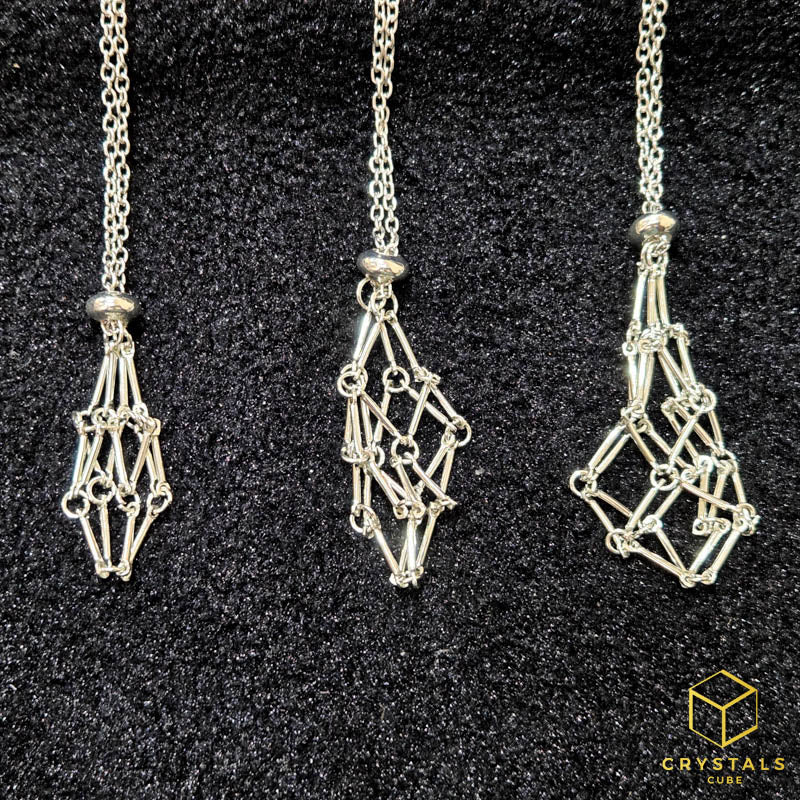 Crystal Net Stainless Steel Necklace - Interchangeable Crystal Holder