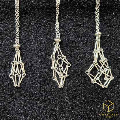 Crystal Net Stainless Steel Necklace - Interchangeable Crystal Holder