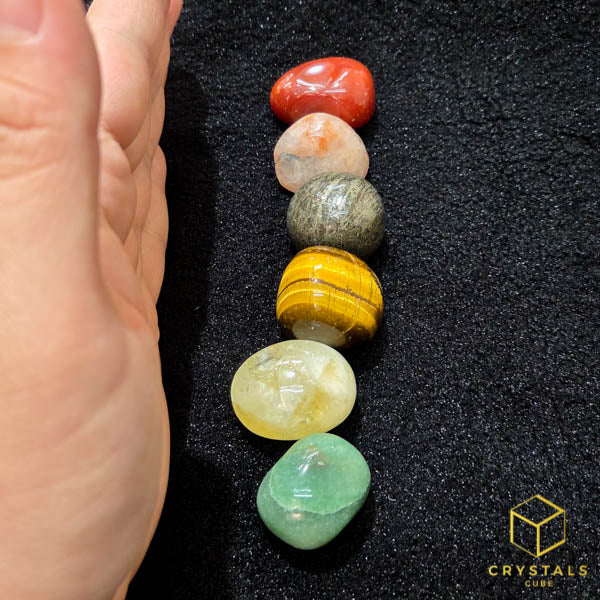 ENCHANTED Lucky Crystal Pouch - Green Aventurine, Citrine, Tiger's Eye, Pyrite, Sunstone & Carnelian