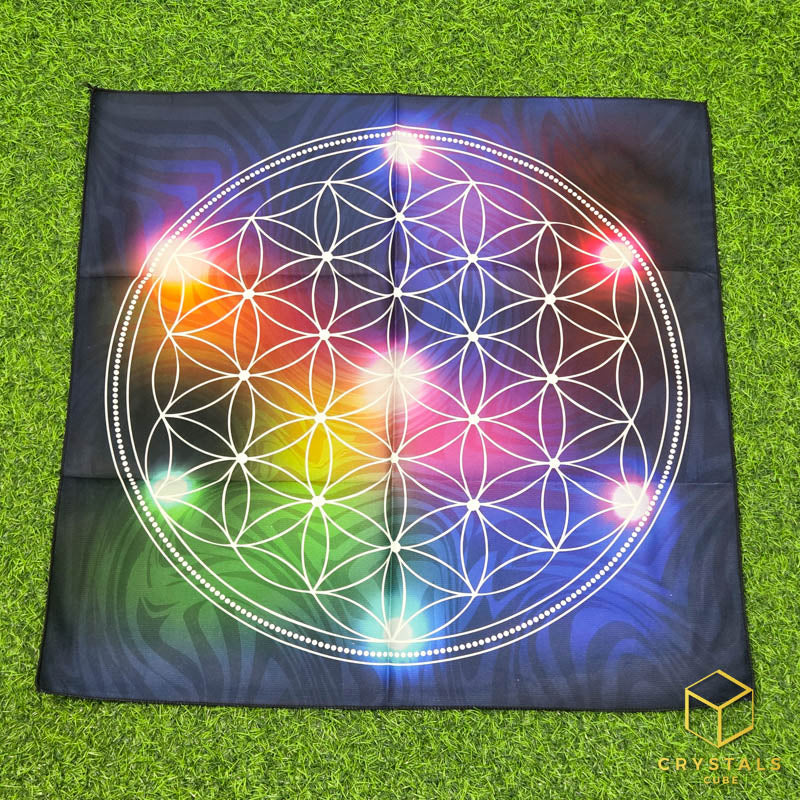 Flower of Life Meditation Cloth - Chakra Colour - Promote Meditation / Harmonise & Energise Personal Energy Field