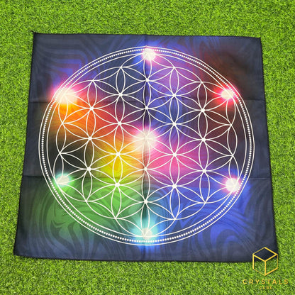 Flower of Life Meditation Cloth - Chakra Colour - Promote Meditation / Harmonise & Energise Personal Energy Field