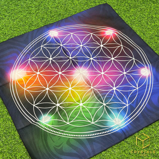 Flower of Life Meditation Cloth - Chakra Colour - Promote Meditation / Harmonise & Energise Personal Energy Field