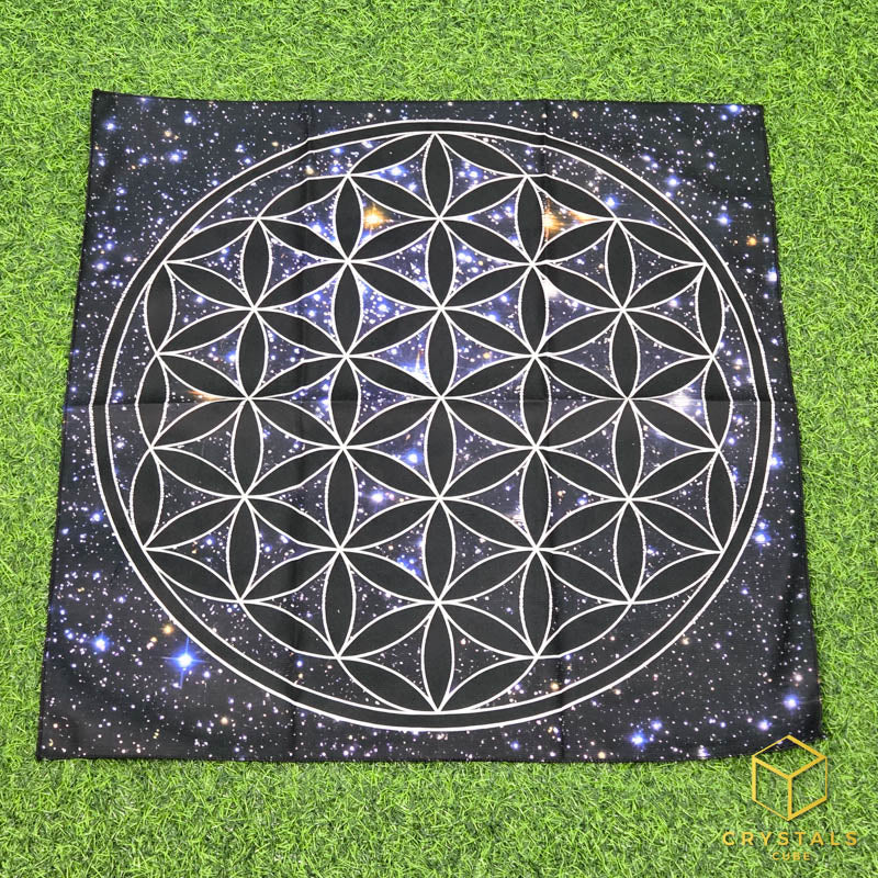 Flower of Life Meditation Cloth - Black - Promote Meditation / Harmonise & Energise Personal Energy Field 