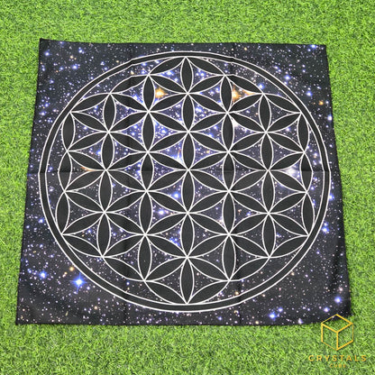 Flower of Life Meditation Cloth - Black - Promote Meditation / Harmonise & Energise Personal Energy Field 