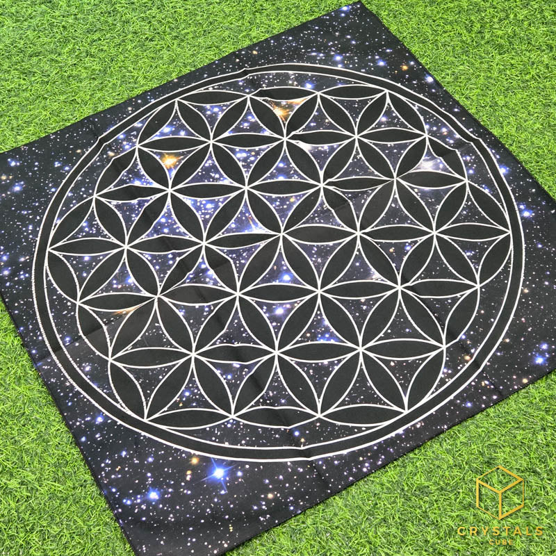 Flower of Life Meditation Cloth - Black - Promote Meditation / Harmonise & Energise Personal Energy Field 