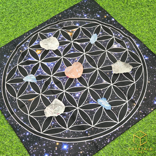 Flower of Life Meditation Cloth - Black - Promote Meditation / Harmonise & Energise Personal Energy Field