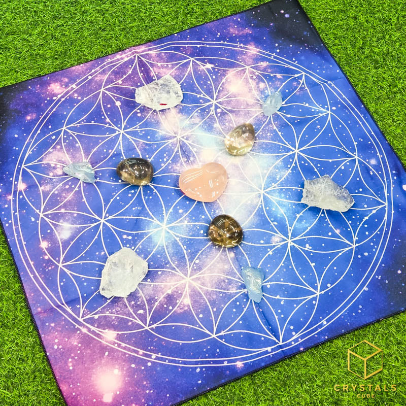 Flower of Life Meditation Cloth - Blue Violet - Promote Meditation / Harmonise & Energise Personal Energy Field