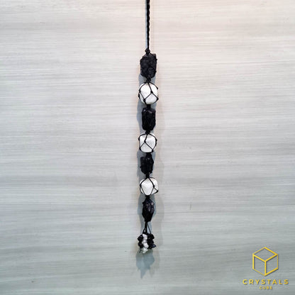 Black Tourmaline & Selenite Raw Hanging