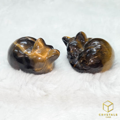 Crystal Sleeping Cat - Amethyst, Labradorite, Sodalite, Rose Quartz, Green Aventurine, Que Sera, Tiger's Eye, Mahogany Obsidian, Red Jasper, Black Obsidian & Arfvedsonite Garnet