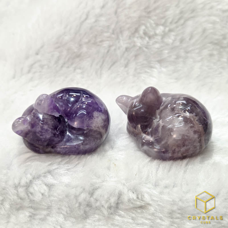 Crystal Sleeping Cat - Amethyst, Labradorite, Sodalite, Rose Quartz, Green Aventurine, Que Sera, Tiger's Eye, Mahogany Obsidian, Red Jasper, Black Obsidian & Arfvedsonite Garnet