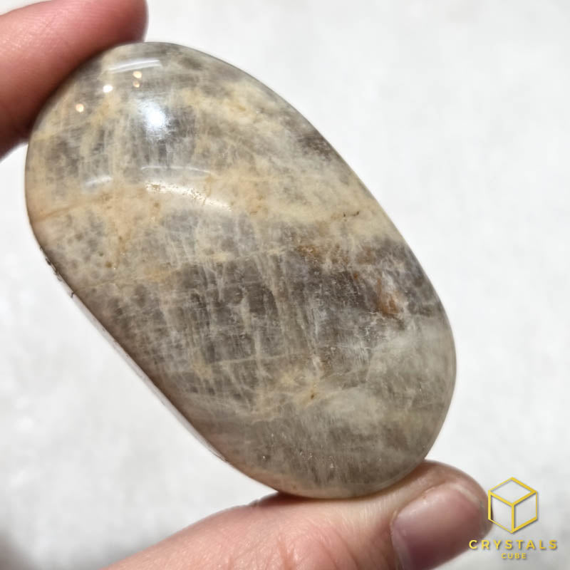 Grey Moonstone with Sunstone & Blue Sheen Palm Stone