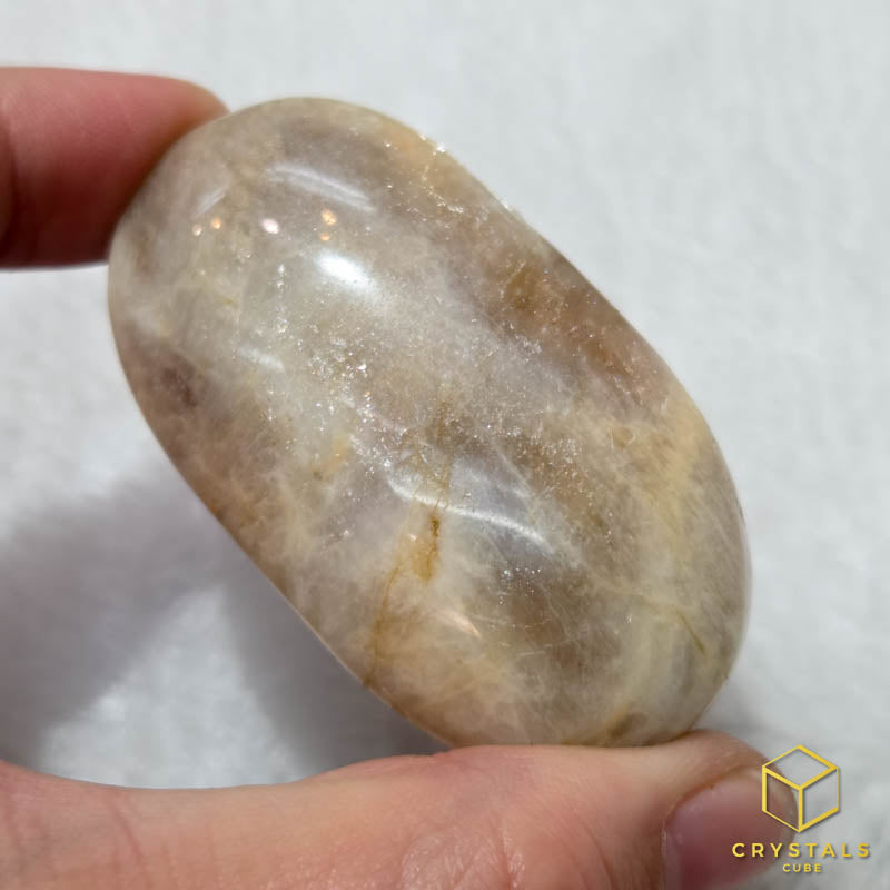 Grey Moonstone with Sunstone & Blue Sheen Palm Stone