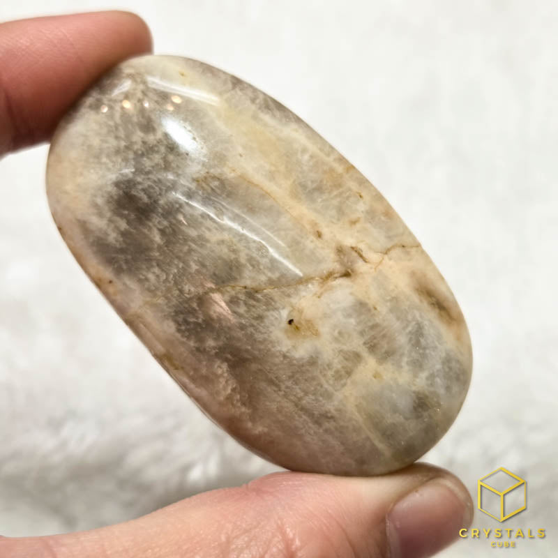Grey Moonstone with Sunstone & Blue Sheen Palm Stone