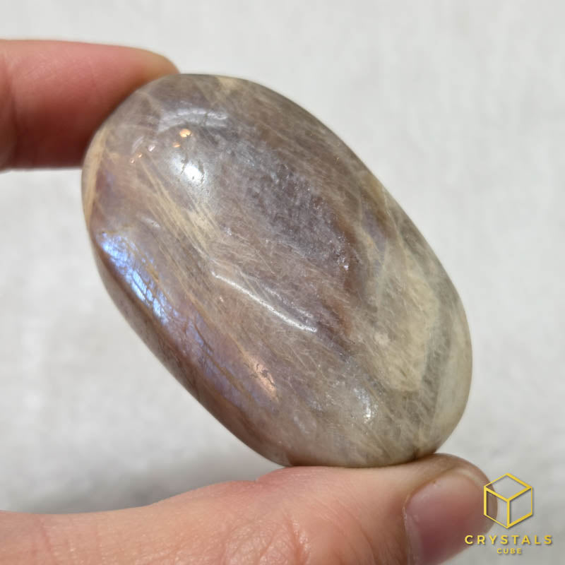 Grey Moonstone with Sunstone & Blue Sheen Palm Stone