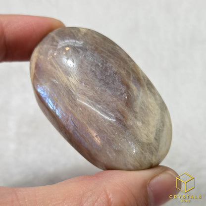 Grey Moonstone with Sunstone & Blue Sheen Palm Stone