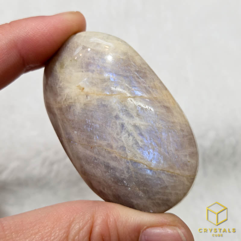 Grey Moonstone with Sunstone & Blue Sheen Palm Stone