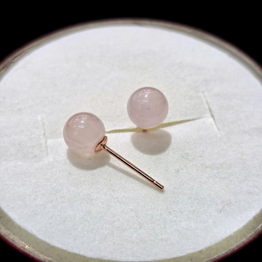 Rose Quartz* Ear Stud - 6.2mm