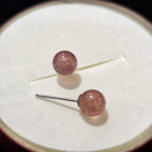 Strawberry Quartz Ear Stud - 6mm