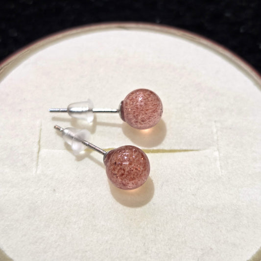 Strawberry Quartz Ear Stud - 6mm
