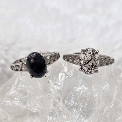 Black Rutile*** (Tourmalinated Quart) Ring - Adjustable