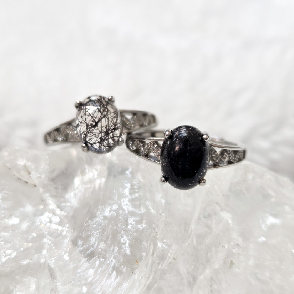 Black Rutile*** (Tourmalinated Quart) Ring - Adjustable