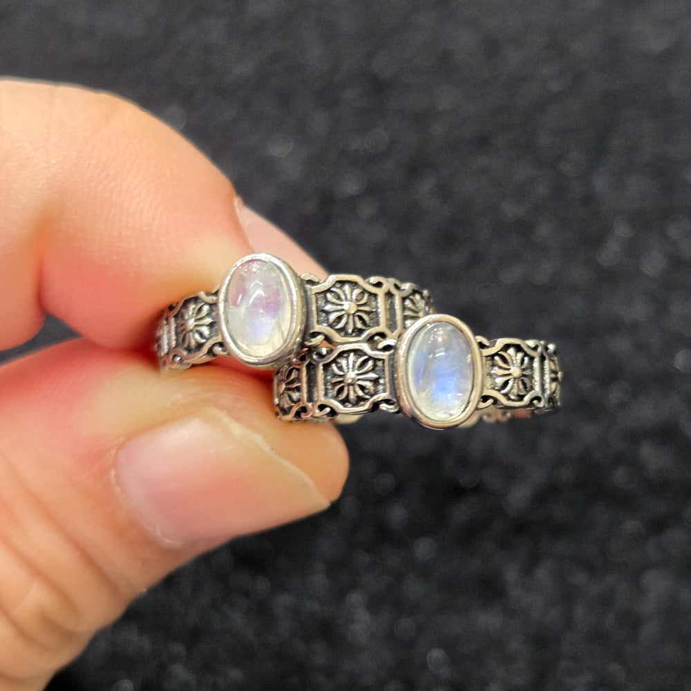 Rainbow Moonstone Ring - Adjustable