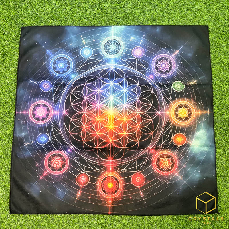 Flower of Life Meditation Cloth/ Tapestry - 3D Chakra Colour - Promote Meditation / Harmonise & Energise Personal Energy Field