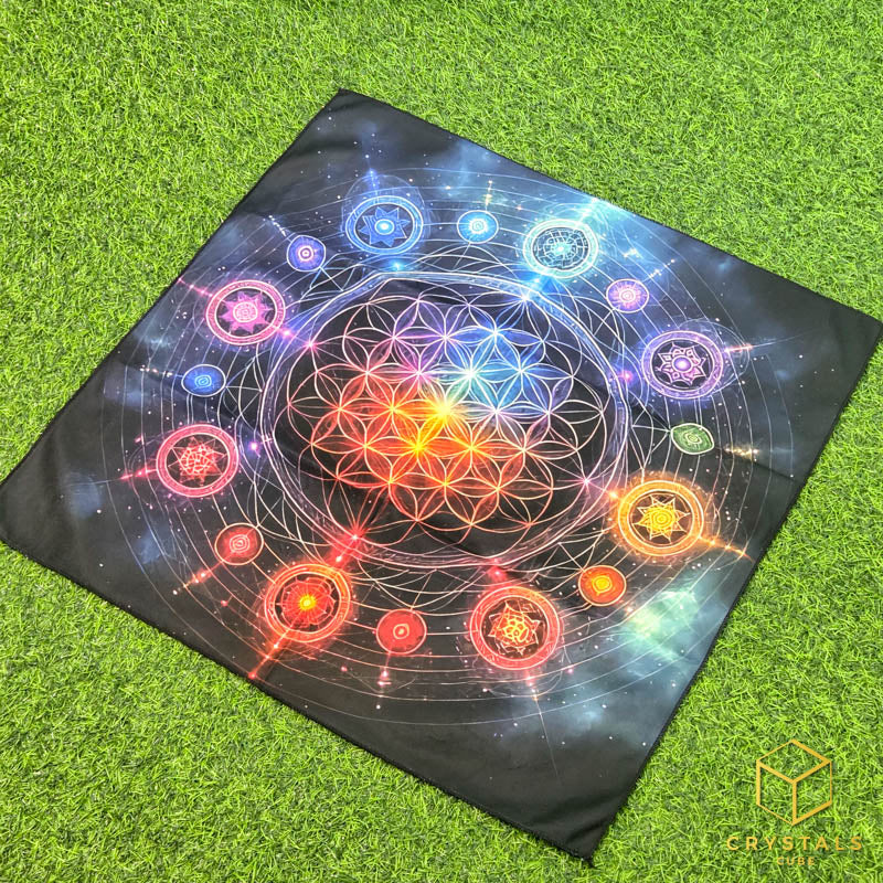 Flower of Life Meditation Cloth/ Tapestry - 3D Chakra Colour - Promote Meditation / Harmonise & Energise Personal Energy Field