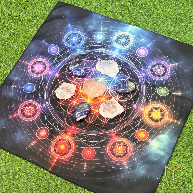 Flower of Life Meditation Cloth/ Tapestry - 3D Chakra Colour - Promote Meditation / Harmonise & Energise Personal Energy Field