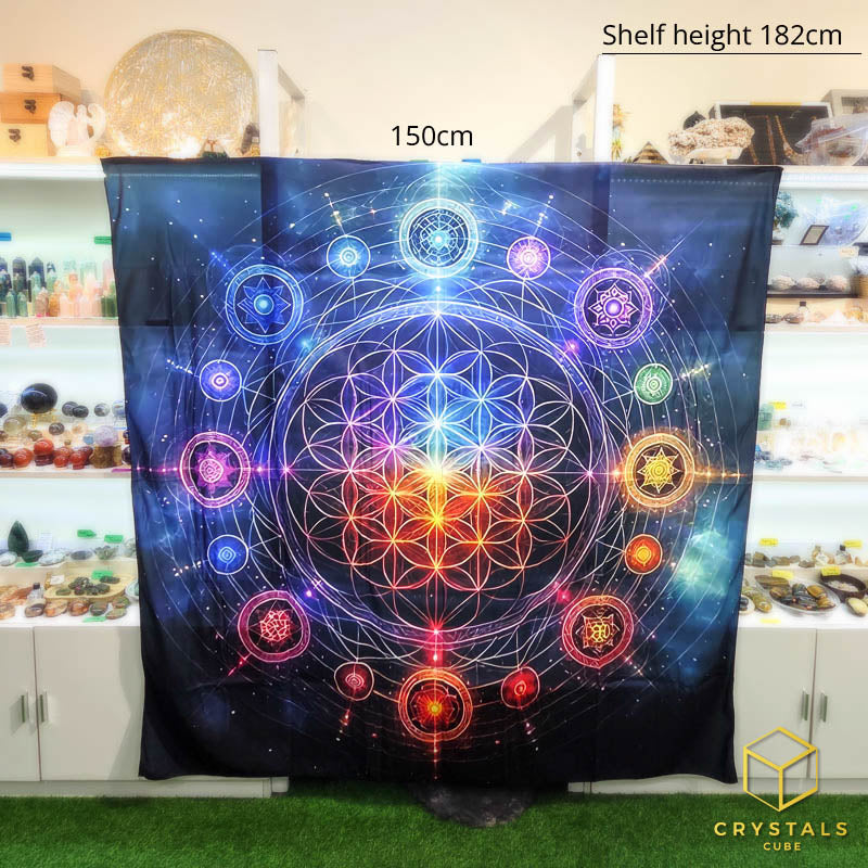 Flower of Life Meditation Cloth/ Tapestry - 3D Chakra Colour - Promote Meditation / Harmonise & Energise Personal Energy Field