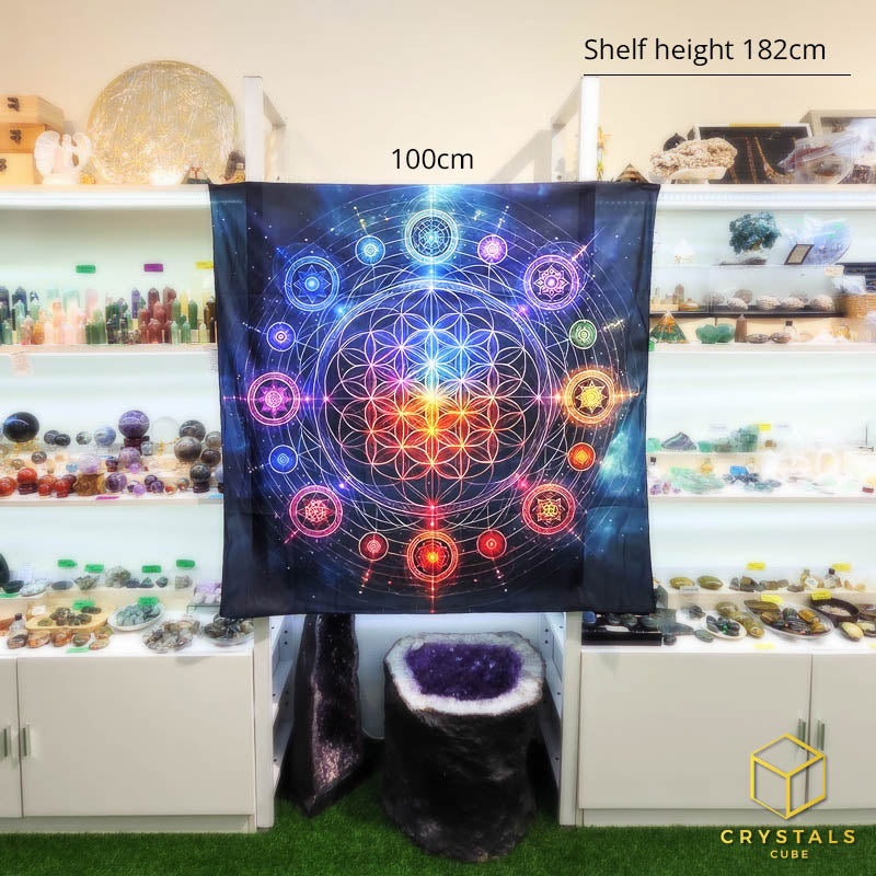 Flower of Life Meditation Cloth/ Tapestry - 3D Chakra Colour - Promote Meditation / Harmonise & Energise Personal Energy Field