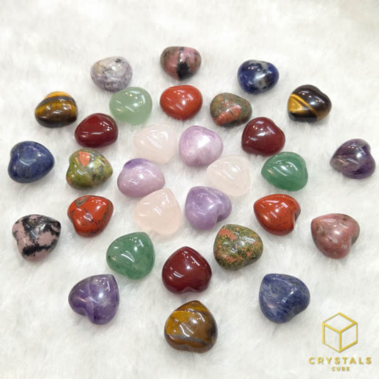 Mini Crystal Heart - Amethyst, Sodalite, Rose Quartz, Green Aventurine, Rhodonite, Tiger's Eye, Carnelian & Red Jasper