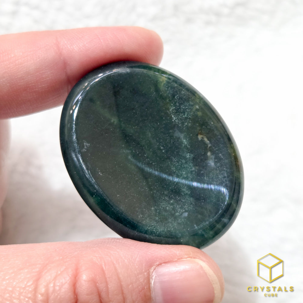 Moss Agate Worry Stone