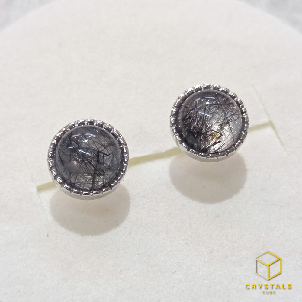 Black Rutile**** (Tourmalinated Quart) Ear Studs