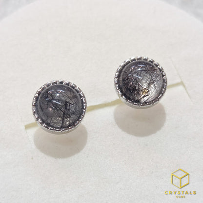 Black Rutile**** (Tourmalinated Quart) Ear Studs
