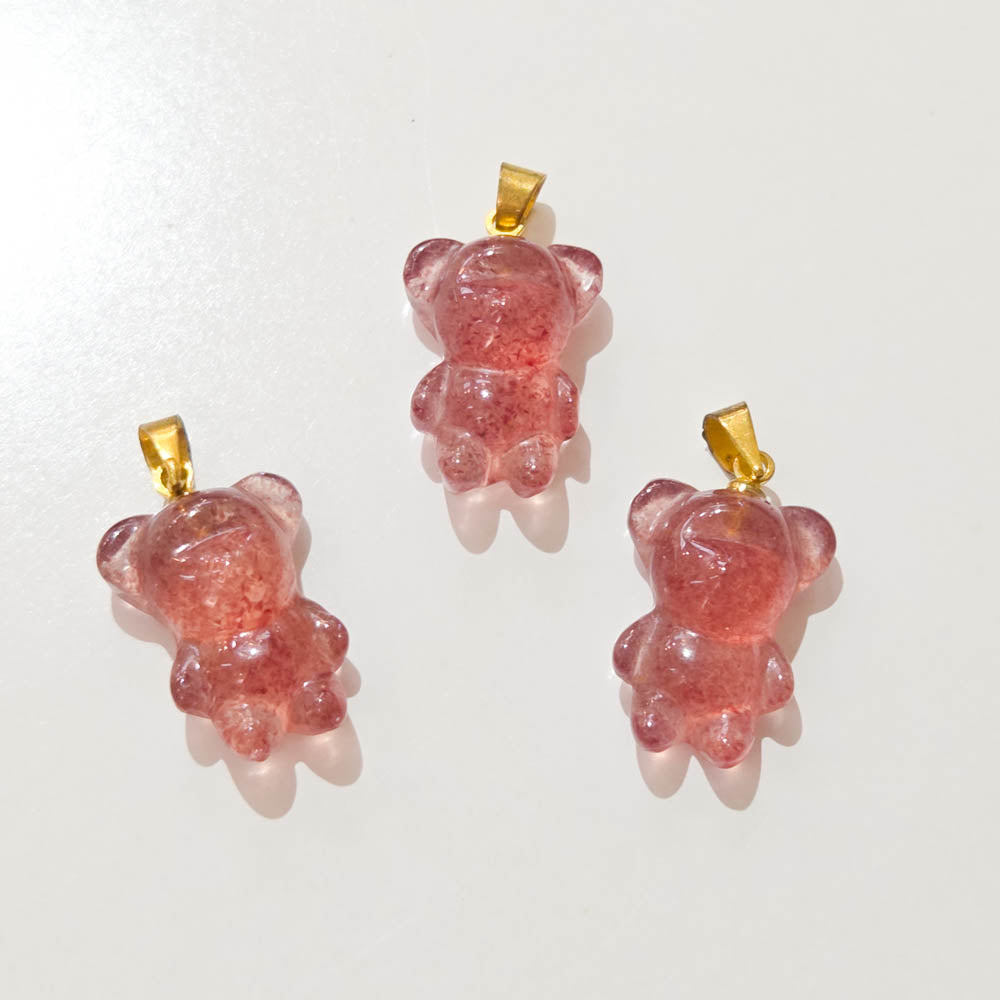 Strawberry Quartz Bear Pendant