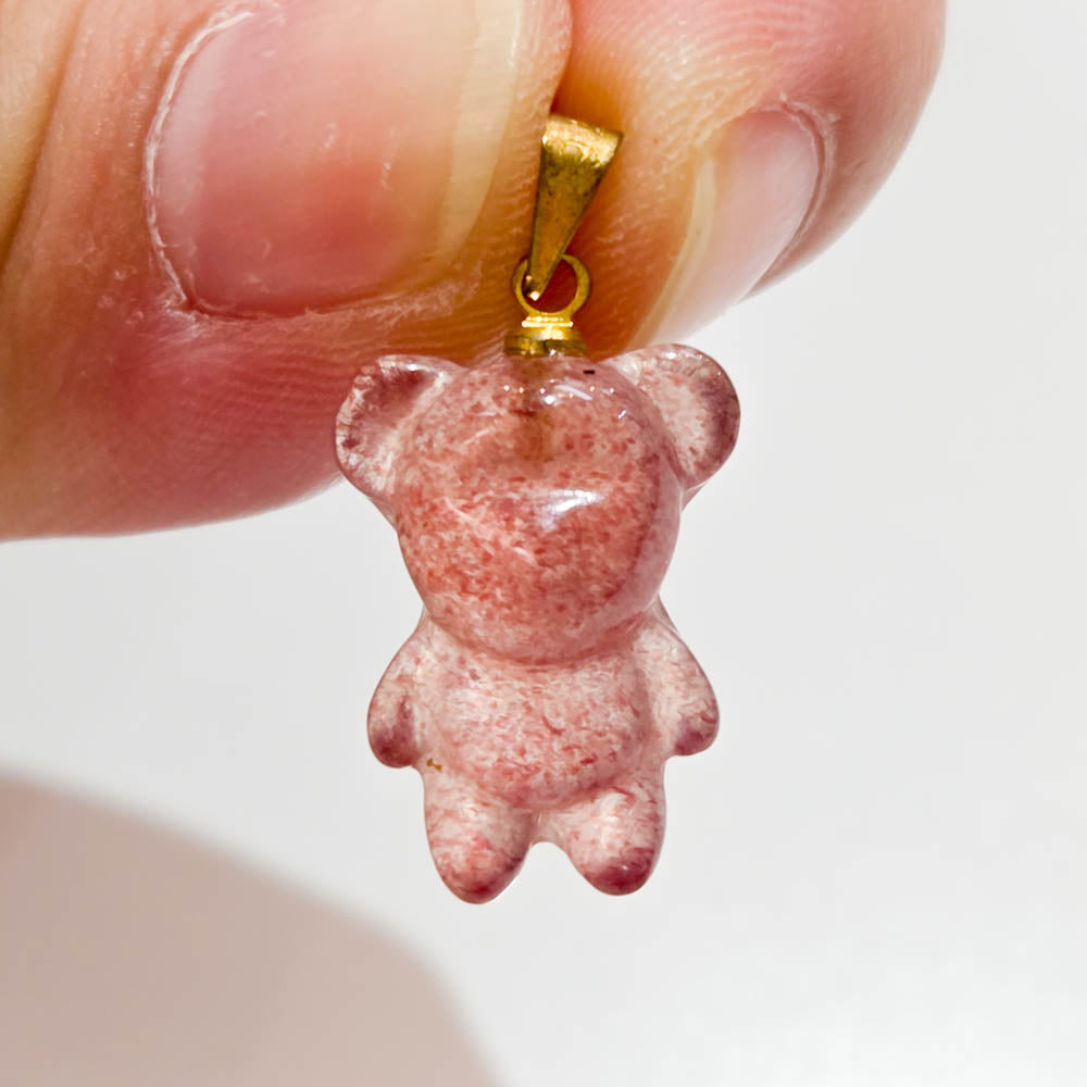 Strawberry Quartz Bear Pendant