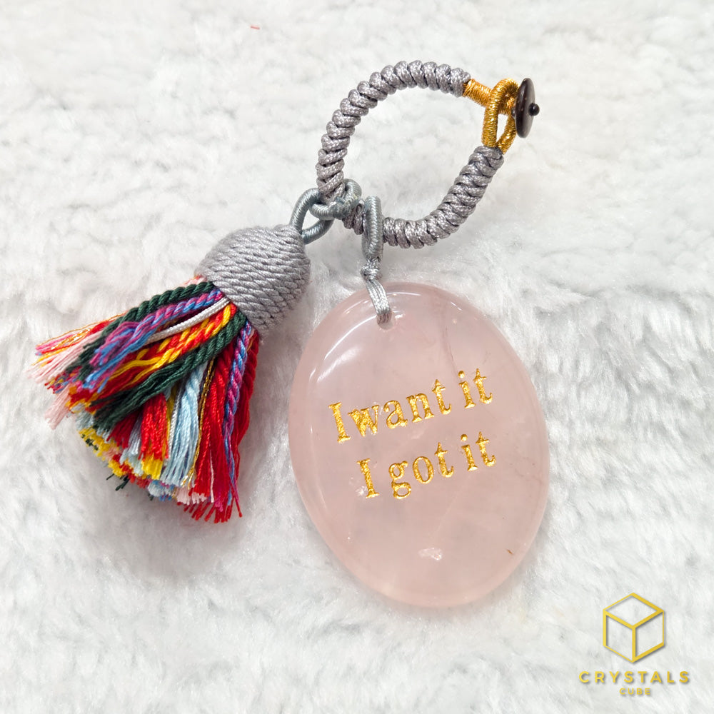 Manifestation Stone Bag Charm- I Want It I Got It - Amethyst, Sodalite, Rose Quartz, Green Aventurine, Moss Agate, Tiger's Eye & Red jasper