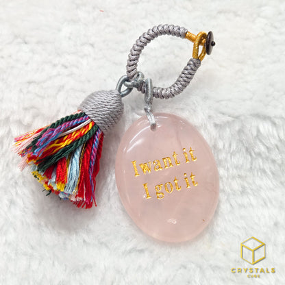 Manifestation Stone Bag Charm- I Want It I Got It - Amethyst, Sodalite, Rose Quartz, Green Aventurine, Moss Agate, Tiger's Eye & Red jasper