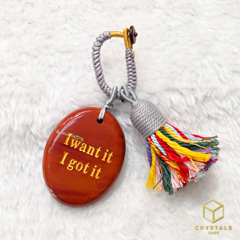 Manifestation Stone Bag Charm- I Want It I Got It - Amethyst, Sodalite, Rose Quartz, Green Aventurine, Moss Agate, Tiger's Eye & Red jasper