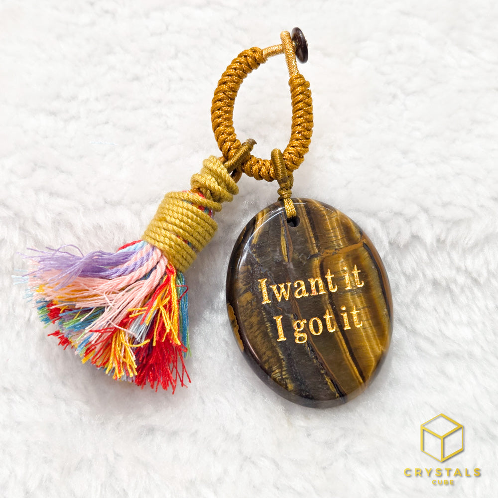 Manifestation Stone Bag Charm- I Want It I Got It - Amethyst, Sodalite, Rose Quartz, Green Aventurine, Moss Agate, Tiger's Eye & Red jasper