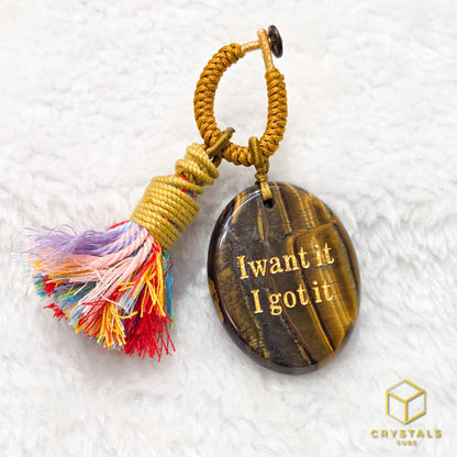 Manifestation Stone Bag Charm- I Want It I Got It - Amethyst, Sodalite, Rose Quartz, Green Aventurine, Moss Agate, Tiger's Eye & Red jasper