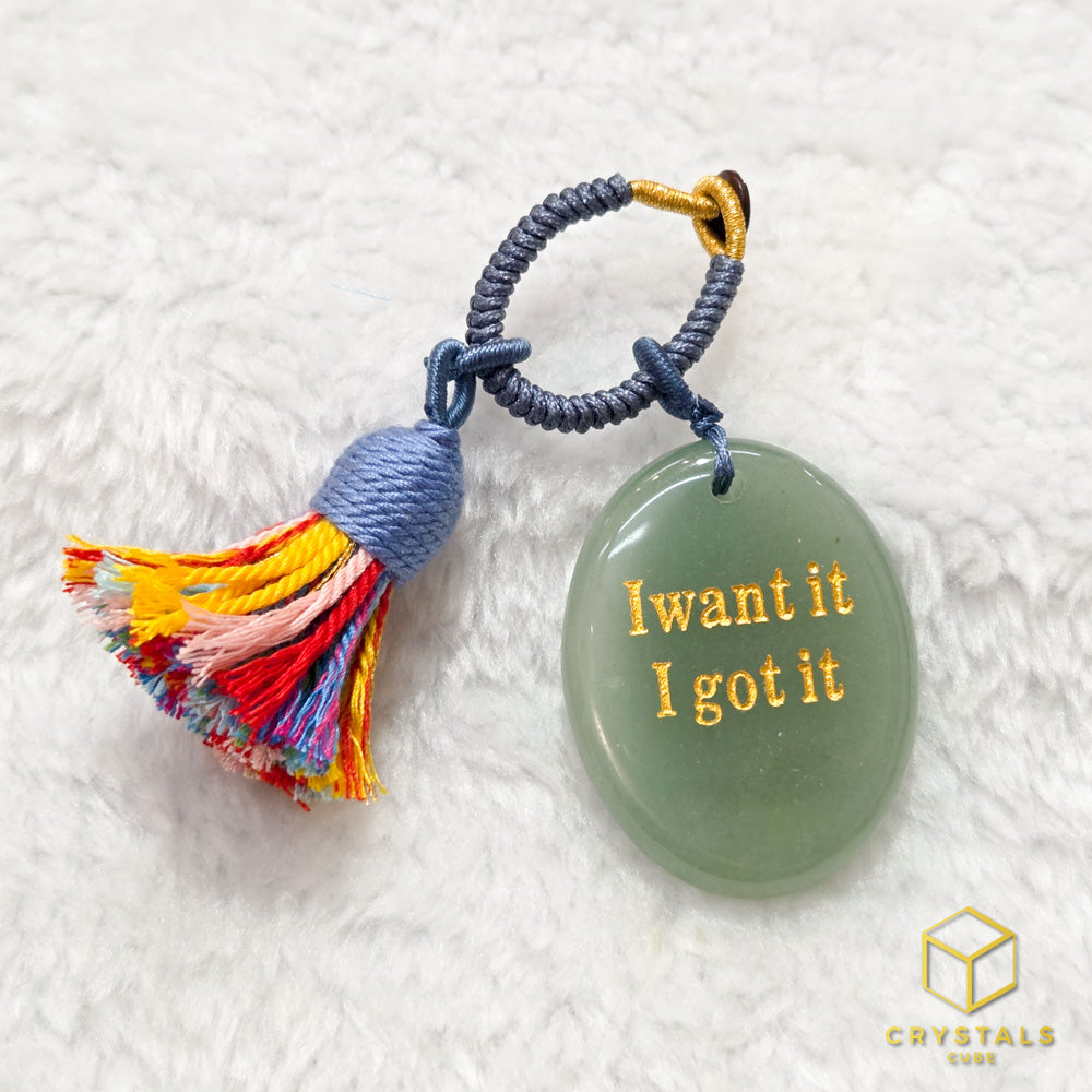 Manifestation Stone Bag Charm- I Want It I Got It - Amethyst, Sodalite, Rose Quartz, Green Aventurine, Moss Agate, Tiger's Eye & Red jasper