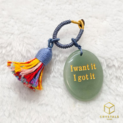 Manifestation Stone Bag Charm- I Want It I Got It - Amethyst, Sodalite, Rose Quartz, Green Aventurine, Moss Agate, Tiger's Eye & Red jasper