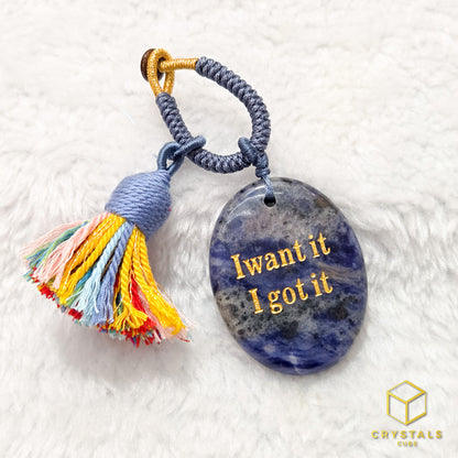 Manifestation Stone Bag Charm- I Want It I Got It - Amethyst, Sodalite, Rose Quartz, Green Aventurine, Moss Agate, Tiger's Eye & Red jasper