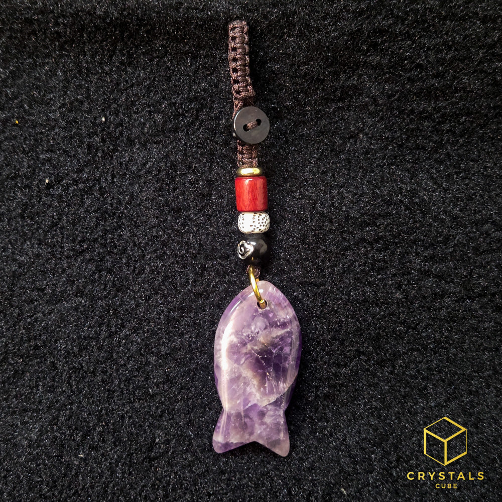 Crystal Fish Key / Bag Charm - Amethyst, Sodalite, Rose Quartz, Green Aventurine, Tiger's Eye & Red jasper
