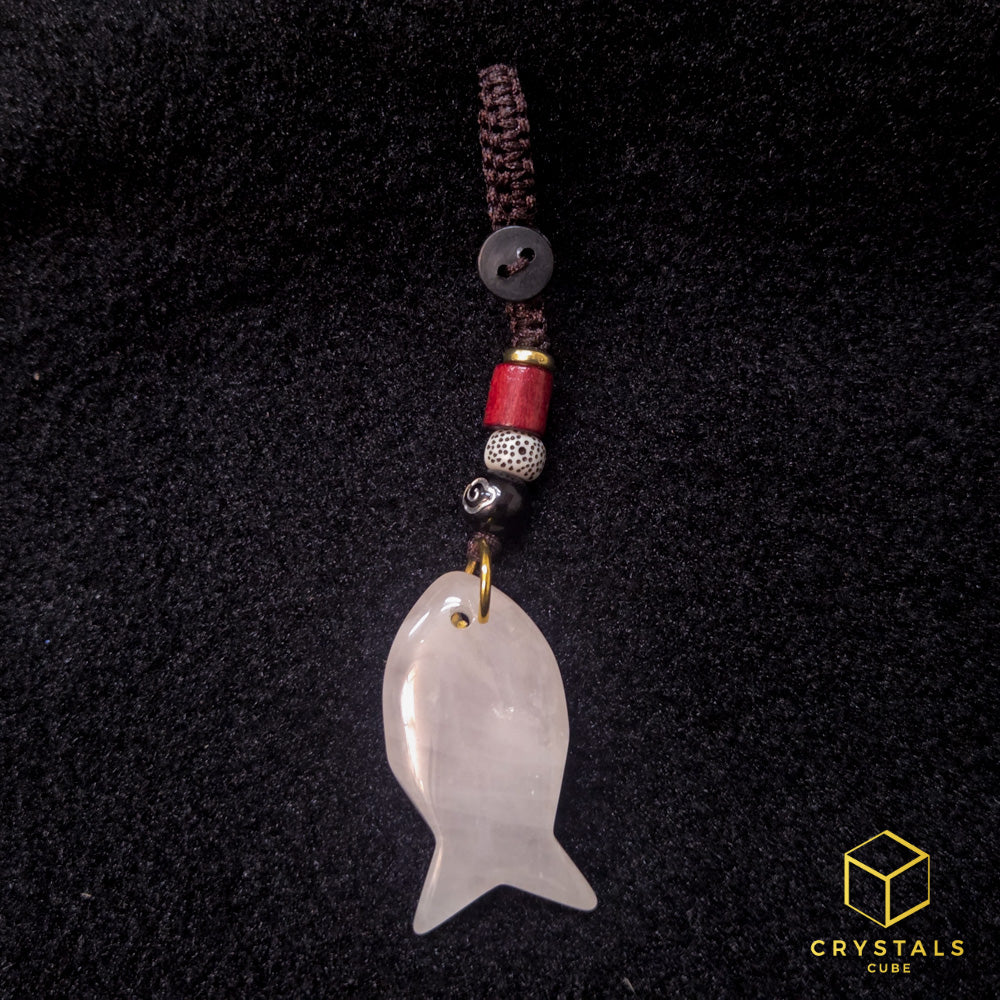 Crystal Fish Key / Bag Charm - Amethyst, Sodalite, Rose Quartz, Green Aventurine, Tiger's Eye & Red jasper