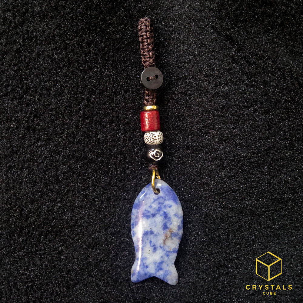 Crystal Fish Key / Bag Charm - Amethyst, Sodalite, Rose Quartz, Green Aventurine, Tiger's Eye & Red jasper