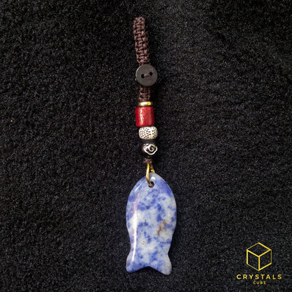 Crystal Fish Key / Bag Charm - Amethyst, Sodalite, Rose Quartz, Green Aventurine, Tiger's Eye & Red jasper